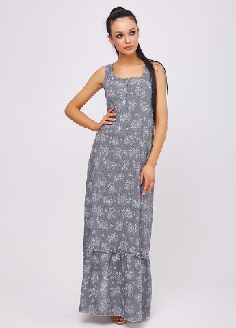 Темно-серое кэжуал платье ST-Seventeen с цветочным принтом