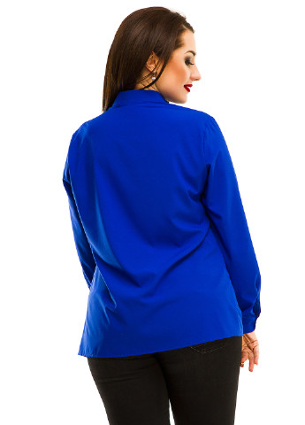 Синяя демисезонная блуза с длинным рукавом Lady Style