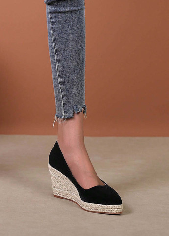 Чёрные эспадрильи SHEIN однотонный джут (344466342)
