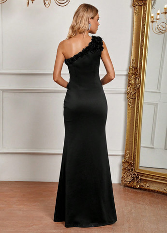 Чорна вечірня сукня з відкритими плечима, в грецькому стилі SHEIN однотонна