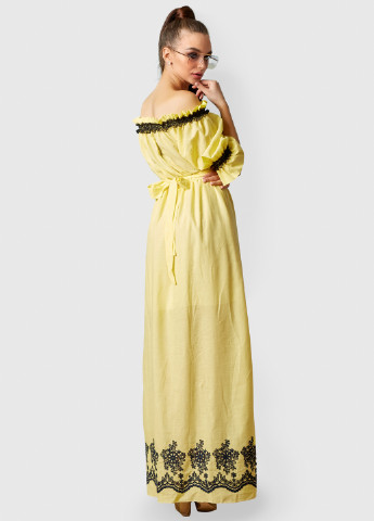 Желтое кэжуал платье с открытыми плечами ST-Seventeen однотонное