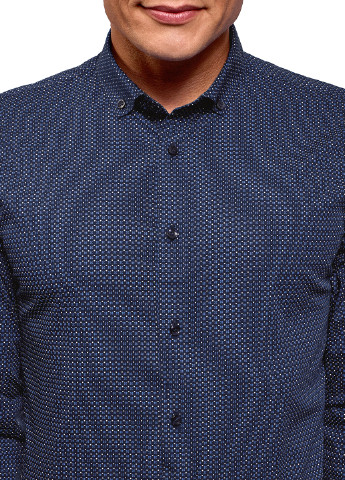Темно-синяя кэжуал рубашка с геометрическим узором Oodji