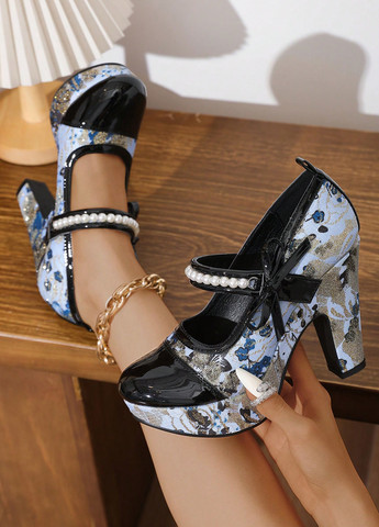 SHEIN Туфлі мері джейн графітовий з поліуретан, текстиль, штучна шкіра, китай — демісезон (339133186)