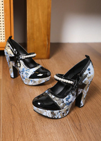 SHEIN Туфлі мері джейн графітовий з поліуретан, текстиль, штучна шкіра, китай — демісезон (339133186)