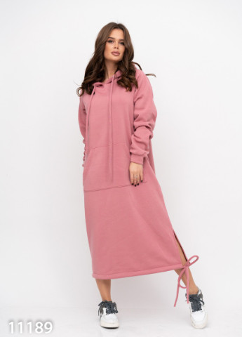 Рожева повсякденний сукня жіноча сукня-худі ISSA PLUS однотонна