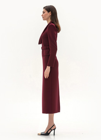 Бордовое деловое, кэжуал платье платье-жакет BGL однотонное