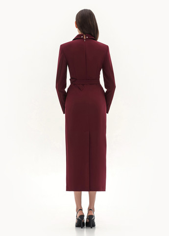Бордовое деловое, кэжуал платье платье-жакет BGL однотонное