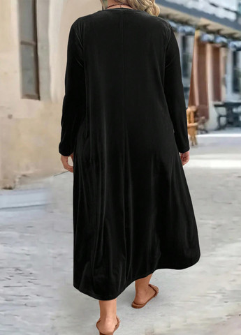 Черное кэжуал платье клеш SHEIN однотонное