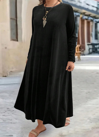 Черное кэжуал платье клеш SHEIN однотонное