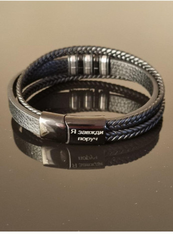 Мужской именной браслет из кожи черного цвета No Brand (254398560)