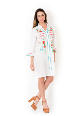 Белое пляжное платье рубашка Iconique с орнаментом