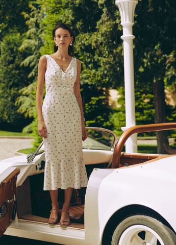 Молочное кэжуал платье Gepur с рисунком