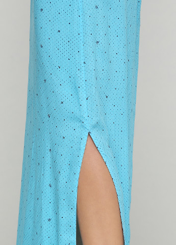 Блакитна кежуал сукня з відкритими плечима ANVI з малюнком