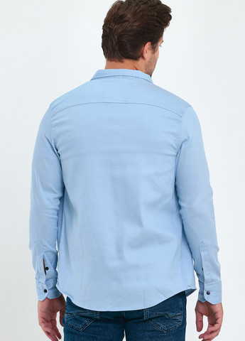 Голубой джинсовая рубашка однотонная Trend Collection