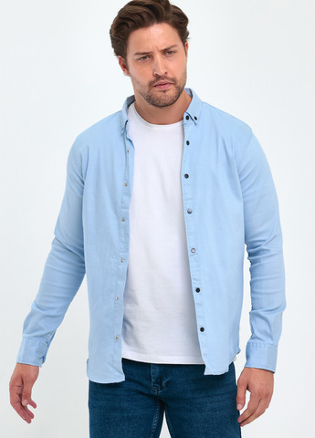 Голубой джинсовая рубашка однотонная Trend Collection