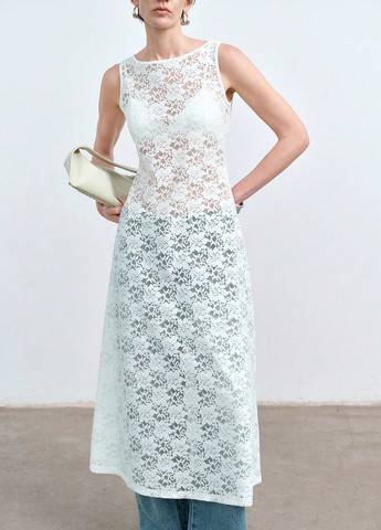 Белое кэжуал платье платье-майка SHEIN однотонное