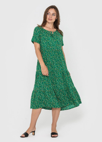Зелена кежуал сукня міді BeART з квітковим принтом