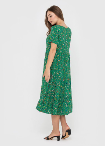 Зелена кежуал сукня міді BeART з квітковим принтом