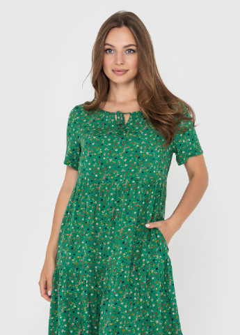 Зеленое кэжуал платье миди BeART с цветочным принтом