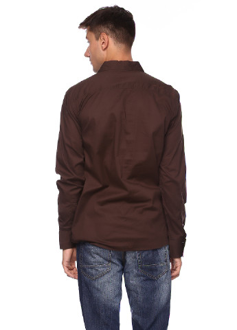 Темно-коричневая классическая рубашка однотонная Element с длинным рукавом