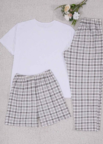 Комбинированная всесезон пижама(футболка, шорты, брюки) футболка + шорты + брюки SHEIN