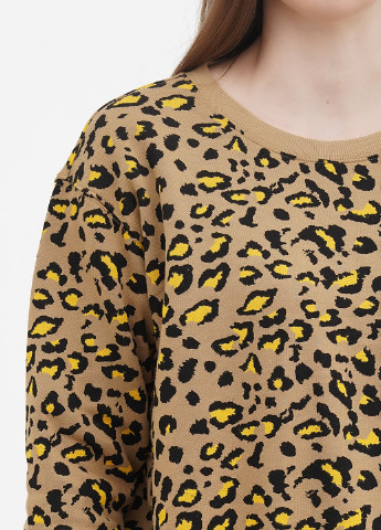 H&M джемпер леопардовый бежевый кэжуал хлопок