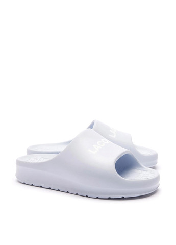 Светло-голубые шлепанцы Lacoste с логотипом