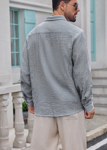 Черная классическая, кэжуал рубашка в полоску SHEIN