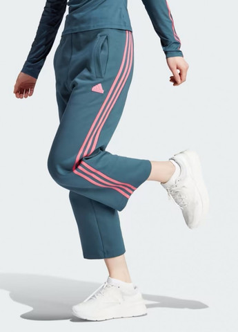 Темно-бирюзовые спортивные демисезонные клеш брюки adidas