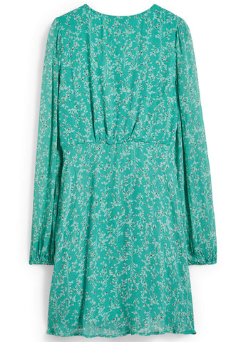 Зеленое кэжуал платье клеш C&A с цветочным принтом