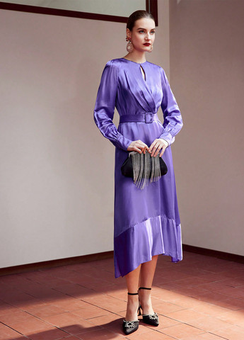 Фіолетова вечірня сукня на запах SHEIN однотонна