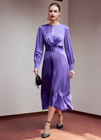 Фіолетова вечірня сукня на запах SHEIN однотонна