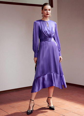 Фіолетова вечірня сукня на запах SHEIN однотонна