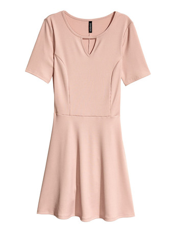 Пудровое кэжуал платье клеш H&M однотонное