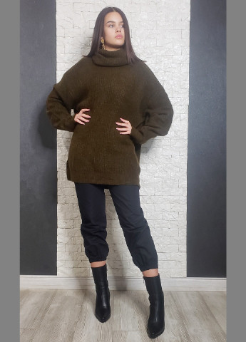 Оливковый (хаки) зимний свитер Hot Fashion