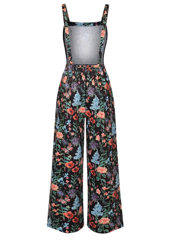 Комбінезон SHEIN комбінезон-брюки квітковий чорний кежуал поліестер