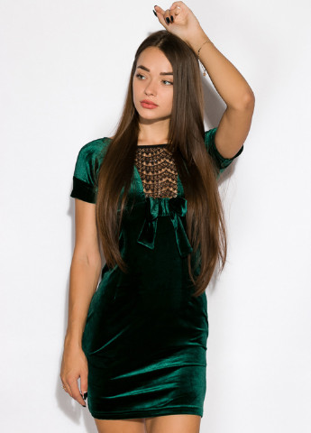 Темно-зеленое коктейльное платье Time of Style однотонное