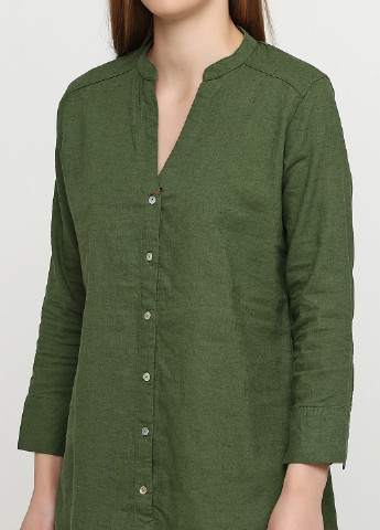 Оливковковая (хаки) кэжуал рубашка однотонная Madoc