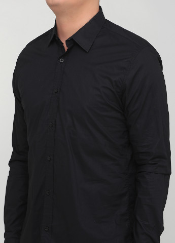 Черная кэжуал рубашка однотонная Purewhite