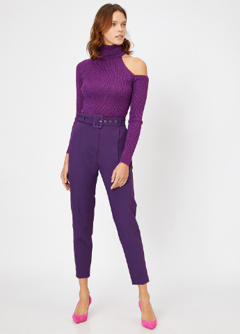 Фиолетовые кэжуал демисезонные классические брюки KOTON