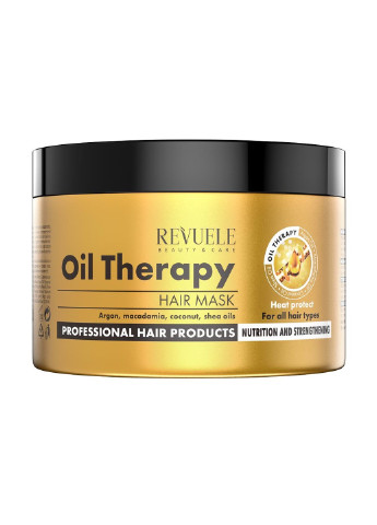 Маска для волос Масляная терапия с аргановым маслом, макадамией, кокосовым маслом и ши 500 мл REVUELE (256164575)