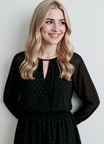 Черное кэжуал платье клеш Reserved в горошек