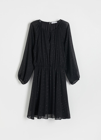 Черное кэжуал платье клеш Reserved в горошек