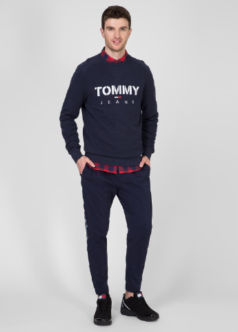 Свитшот Tommy Hilfiger - Прямой крой логотип темно-синий кэжуал хлопок - (184011393)