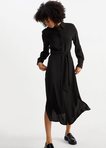 Черное кэжуал платье рубашка C&A однотонное