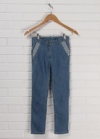 Голубые демисезонные прямые джинсы Одягайко