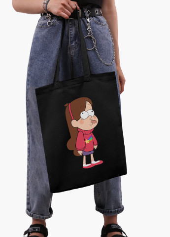 Эко сумка шоппер черная Мейбл Пайнс Гравити Фолз (Mabel Pines Gravity Falls) (9227-2625-BK) экосумка шопер 41*35 см MobiPrint (216642035)