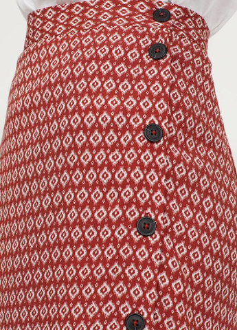 Спідниця H&M а-силует абстрактна червона кежуал віскоза