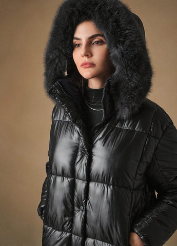 Черный зимний Пуховик SHEIN