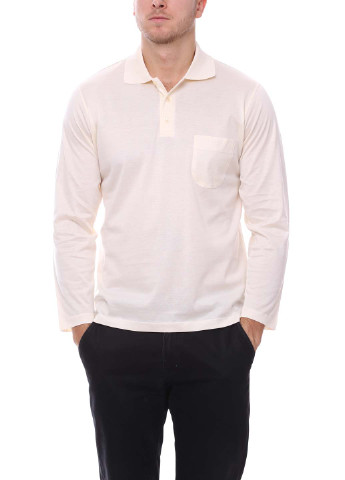 Молочная мужская футболка поло Pierre Cardin однотонная